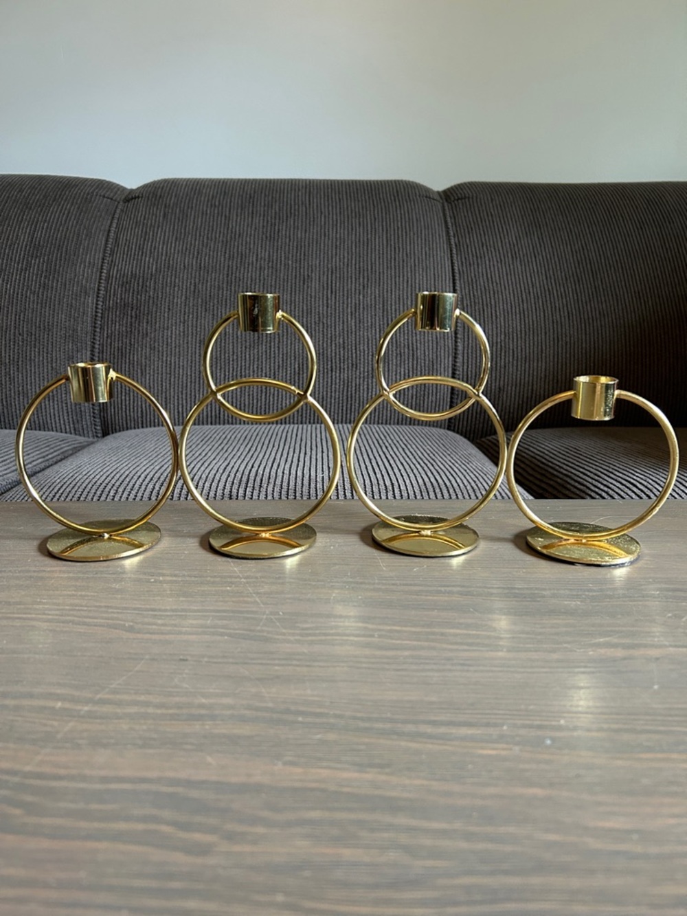 New Gold Metal Circle Candle Holders Set of 4 - Elegant Home Accents
